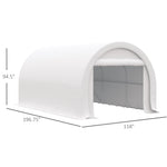 -Outsunny 16' x 10' Carport, Heavy Duty Portable Garage / Storage Tent with Large Zippered Door, Anti-UV PE Canopy Cover for Car, Truck, Boat, - Outdoor Style Company