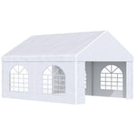 '-Outsunny 16' x 13' Party Tent Carport with Sidewalls, Four Windows and Double Doors, White Tents for Parties, Wedding and Events - Outdoor Style Company