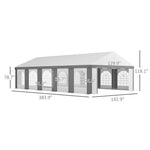 -Outsunny 16' x 32' Heavy-duty Large Wedding Tent, Outdoor Carport Garage Party Tent, Patio Gazebo Canopy with Sidewall, Gray - Outdoor Style Company