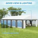 -Outsunny 16' x 32' Heavy-duty Large Wedding Tent, Outdoor Carport Garage Party Tent, Patio Gazebo Canopy with Sidewall, Gray - Outdoor Style Company
