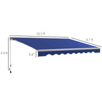 '-Outsunny 16.5' x 10' Electric Awning, Retractable Awning with LED Lights and Remote Controller for Door and Window, Blue - Outdoor Style Company