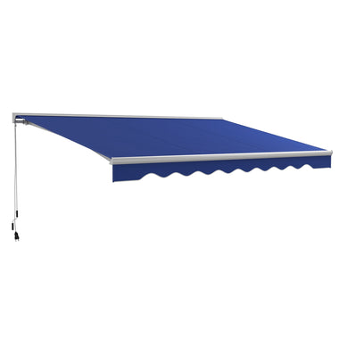 -Outsunny 16.5' x 10' Electric Awning, Retractable Awning with LED Lights and Remote Controller for Door and Window, Blue - Outdoor Style Company