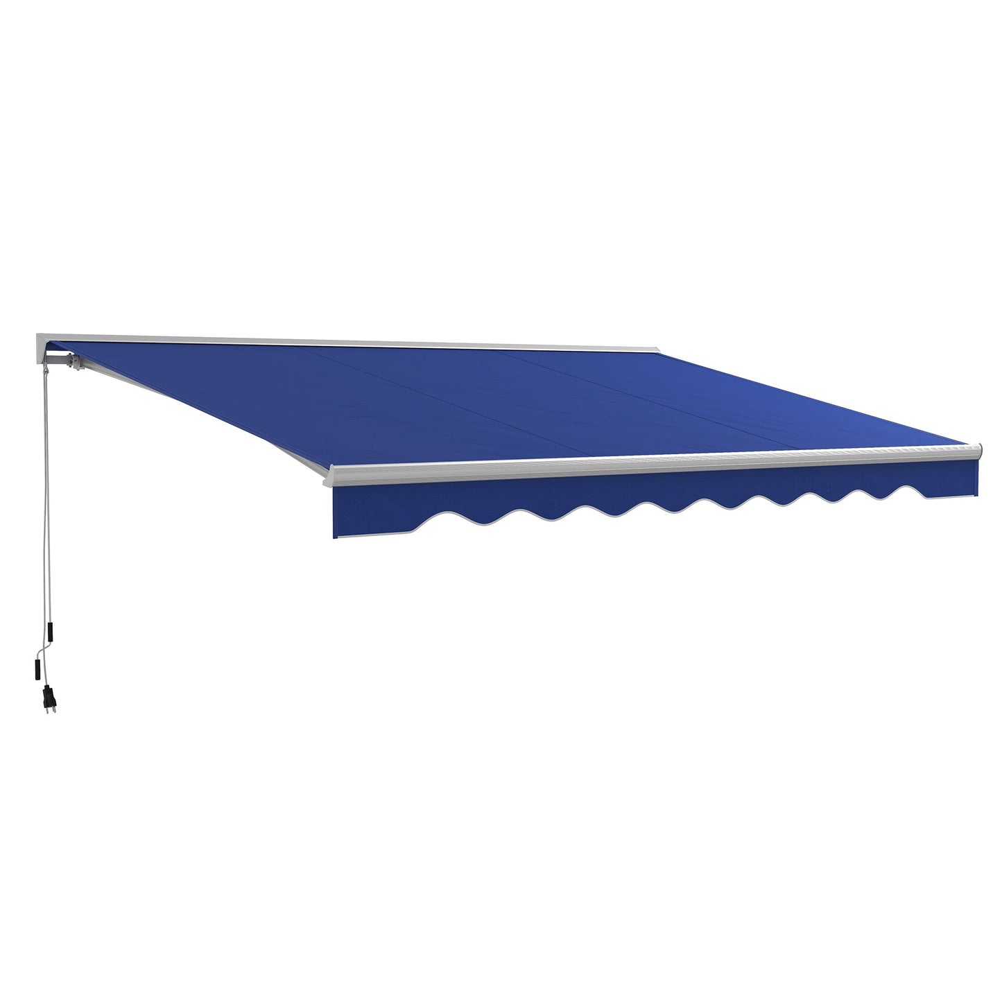 '-Outsunny 16.5' x 10' Electric Awning, Retractable Awning with LED Lights and Remote Controller for Door and Window, Blue - Outdoor Style Company