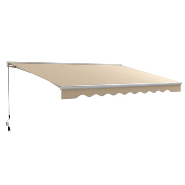 -Outsunny 16.5' x 10' Electric Awning, Retractable Awning with LED Lights and Remote Controller for Door and Window, Cream White - Outdoor Style Company