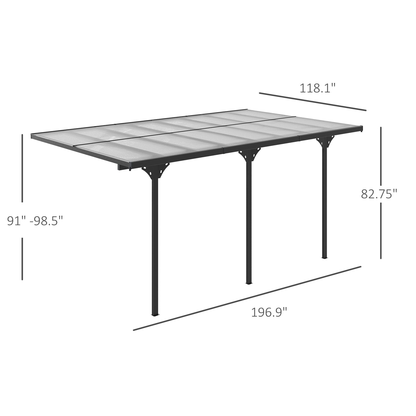 '-Outsunny 16.5' x 10' Outdoor Patio Pergola Gazebo with Adjustable Posts and Height, UV-Fighting Panels, Aluminum Frame, Gray - Outdoor Style Company