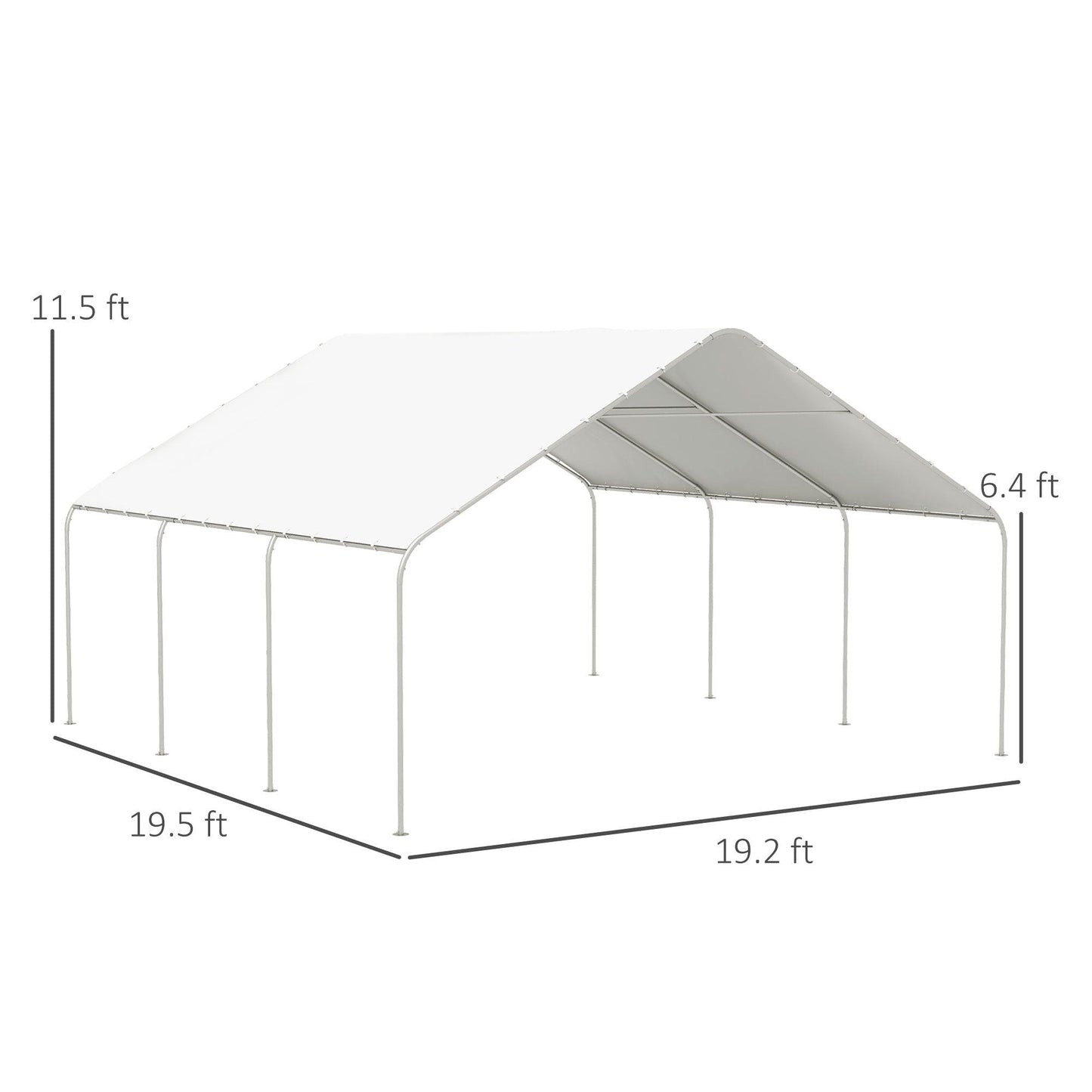 '-Outsunny 19' x 19.5' Carport, Portable Garage and Patio Canopy Tent, Anti-UV Cover for Car, Truck, Boat, Catering, Wedding - Outdoor Style Company