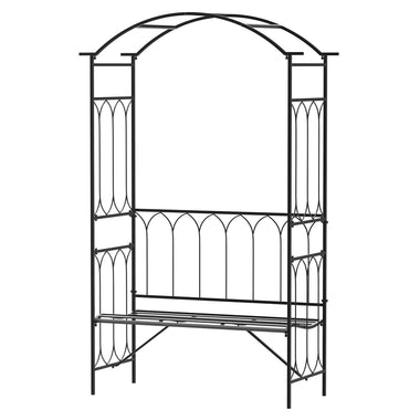 '-Outsunny 19.75" W x 80" H Metal Garden Arbor Archway for 2 People with Relaxing Bench & Delicate Scrollwork Perfect for Weddings & Backyards - Outdoor Style Company