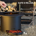 '-Outsunny 2-in-1 Smokeless Firepit, Stainless Steel Bonfire Stove with Poker and Ash Tray for Backyard, Patio, Picnic, Black - Outdoor Style Company