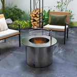 '-Outsunny 2-in-1 Smokeless Firepit, Stainless Steel Bonfire Stove with Poker and Ash Tray for Backyard, Patio, Picnic, Silver - Outdoor Style Company