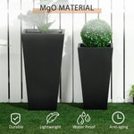 -Outsunny 2-Pack Outdoor Planter Set, MgO Flower Pots with Drainage Holes, Durable & Stackable, for Entryway, Patio, Yard, Garden, Black - Outdoor Style Company
