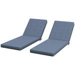 '-Outsunny 2 Patio Chaise Lounge Chair Cushions with Backrests, Replacement Patio Cushions with Ties, Lounge Chair, Blue - Outdoor Style Company