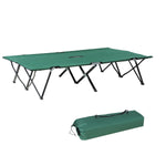 '-Outsunny 2 Person Folding Camp Cot for Adults, 50" Wide Outdoor Portable Sleeping Cot with Carry Bag, Elevated Camping Bed, Green - Outdoor Style Company