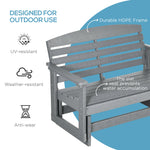 -Outsunny 2-Person Outdoor Glider Bench Patio Double Swing Rocking Chair Loveseat w/ Slatted HDPE Frame for Backyard Garden Porch, Light Gray - Outdoor Style Company