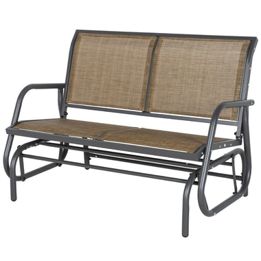 '-Outsunny 2-Person Outdoor Glider Bench, Patio Double Swing Rocking Chair Loveseat with Steel Frame, Light Mixed Brown - Outdoor Style Company