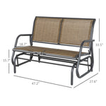 -Outsunny 2-Person Outdoor Glider Bench, Patio Double Swing Rocking Chair Loveseat with Steel Frame, Light Mixed Brown - Outdoor Style Company