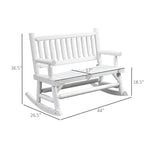 '-Outsunny 2-Person Wood Rocking Chair with Log Design, Heavy Duty Loveseat with Wide Curved Seats for Patio, Backyard, Garden, White - Outdoor Style Company