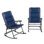 -Outsunny 2 Piece Outdoor Patio Furniture Rocking Chair Set with Armrests, Padded Seat and Backrest, Cool Porch Chairs for Porch, Navy Blue & Gray - Outdoor Style Company
