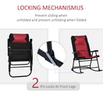 '-Outsunny 2 Piece Outdoor Patio Furniture Rocking Chair Set with Armrests, Padded Seat and Backrest, Cool Porch Chairs, Red/Black - Outdoor Style Company