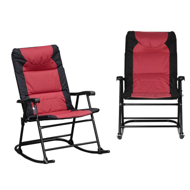 -Outsunny 2 Piece Outdoor Patio Furniture Rocking Chair Set with Armrests, Padded Seat and Backrest, Cool Porch Chairs, Red/Black - Outdoor Style Company