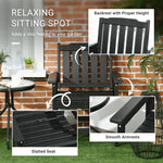 '-Outsunny 2 Pieces HDPE Outdoor Chair, Garden Chair Set with Armrests and Slatted Back for Patio, Lawn, Poolside, Black - Outdoor Style Company