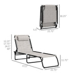 -Outsunny 2 Pieces of 4-Position Reclining Beach Chair Chaise Lounge Folding Chair - Cream White - Outdoor Style Company