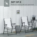 '-Outsunny 2 Pieces Outdoor Folding Chair Set, Portable Capimg Chairs with Armrest for Patio, Pool, Beach, Cream White - Outdoor Style Company