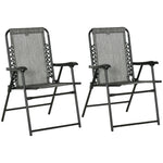 '-Outsunny 2 Pieces Outdoor Folding Chair Set, Portable Capimg Chairs with Armrest for Patio, Pool, Beach, Gray - Outdoor Style Company