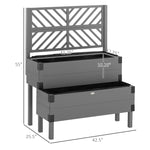 '-Outsunny 2 Tier Raised Garden Bed with Trellis, Wooden Elevated Planter Box with Legs and Metal Corners, for Vegetables, Flowers, Herbs, Gray - Outdoor Style Company