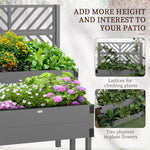 '-Outsunny 2 Tier Raised Garden Bed with Trellis, Wooden Elevated Planter Box with Legs and Metal Corners, for Vegetables, Flowers, Herbs, Gray - Outdoor Style Company