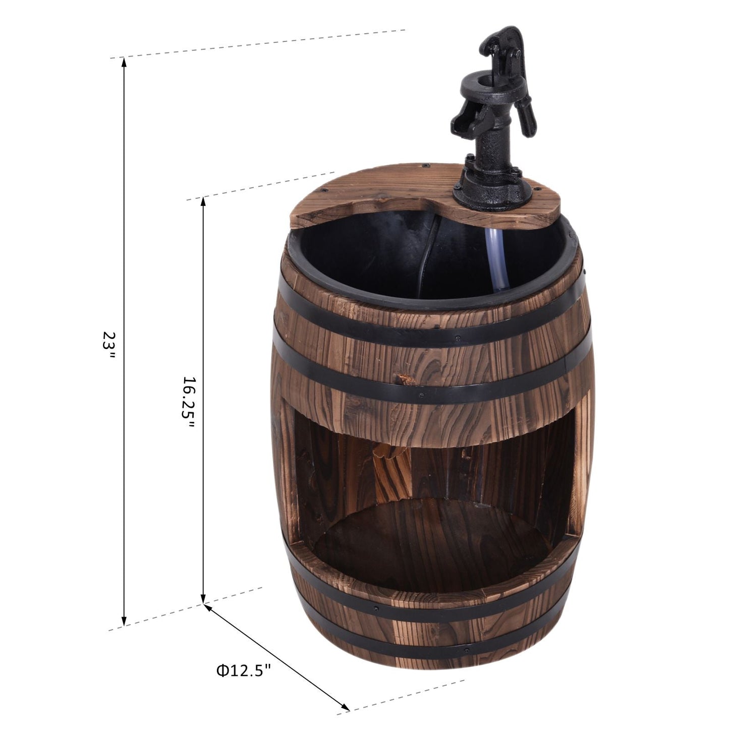 '-Outsunny 2-Tier Wooden Water Pump Fountain for Fun Garden Decor with Planting Flower Box Base & a Durable Sturdy Design - Outdoor Style Company