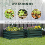 '-Outsunny 2' x 2' x 1' 2-Piece Raised Garden Bed Box with Steel Frame for Vegetables, Flowers, & Herbs, Green - Outdoor Style Company