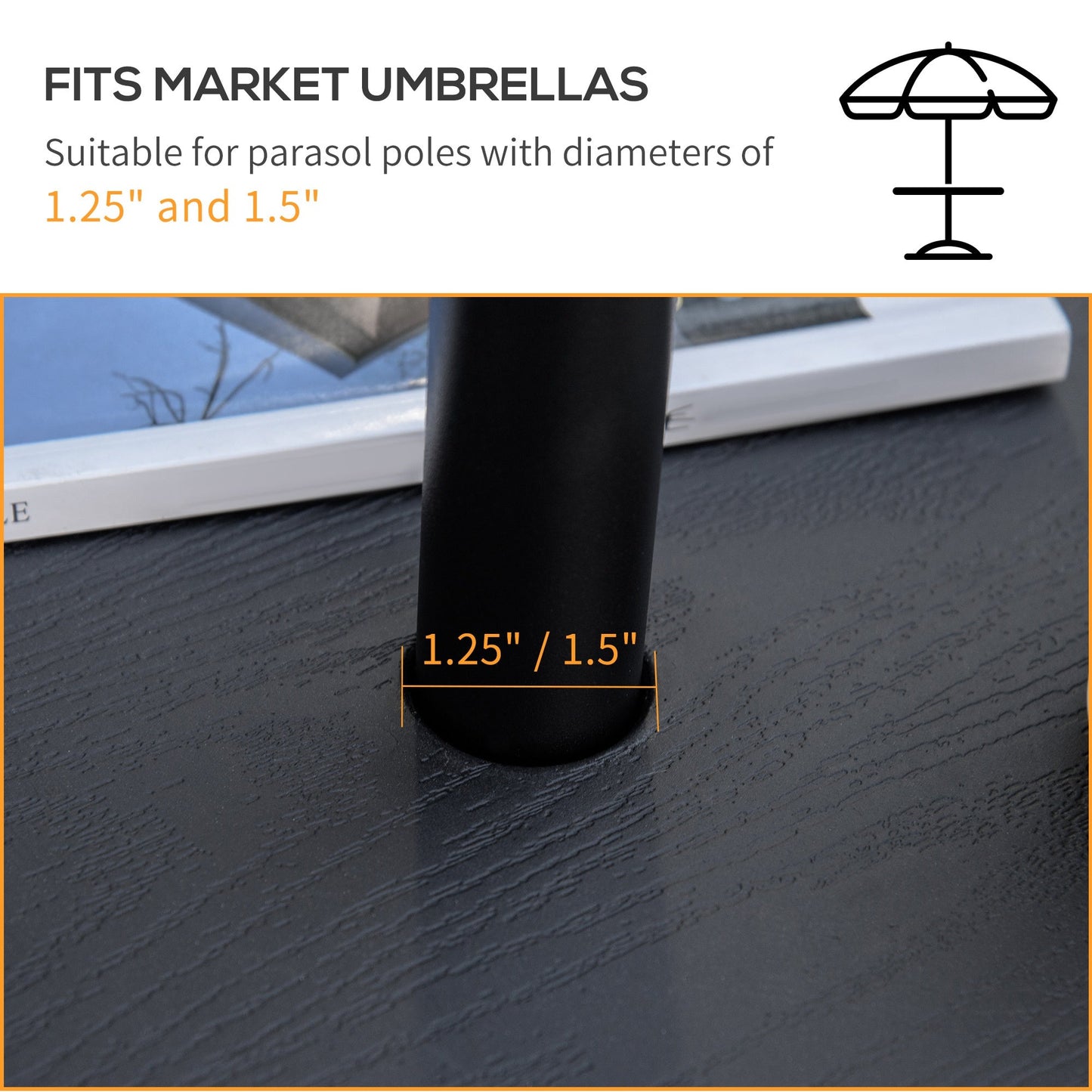 '-Outsunny 20" Umbrella Table Tray Portable Round Table Top for Beach, Patio, Garden, Swimming Pool, Deck, Black - Outdoor Style Company