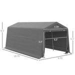 -Outsunny 20' x 10' Carport Portable Garage, Heavy Duty Storage Tent, Patio Storage Shelter, Anti-UV PE Cover and Double Zipper Doors - Outdoor Style Company