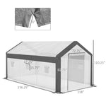 '-Outsunny 20' x 10' x 9' Large Walk-in Greenhouse with Roll Up Door, 8 Closeable Windows, Weather PE Cover, White - Outdoor Style Company