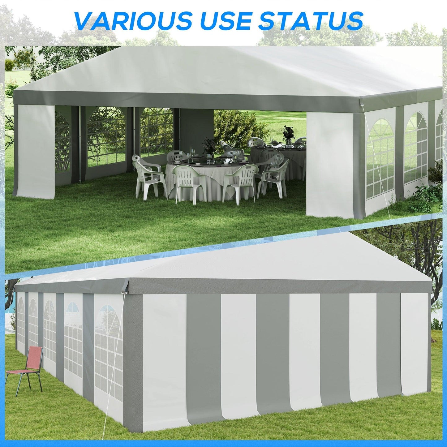 '-Outsunny 20' x 20' Heavy-duty Large Wedding Tent, Outdoor Carport Garage Party Tent, Patio Gazebo Canopy with Sidewall, Gray - Outdoor Style Company