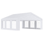 '-Outsunny 20' x 20' Heavy-duty Large Wedding Tent, Outdoor Carport Garage Party Tent, Patio Gazebo Canopy with Sidewall, White - Outdoor Style Company