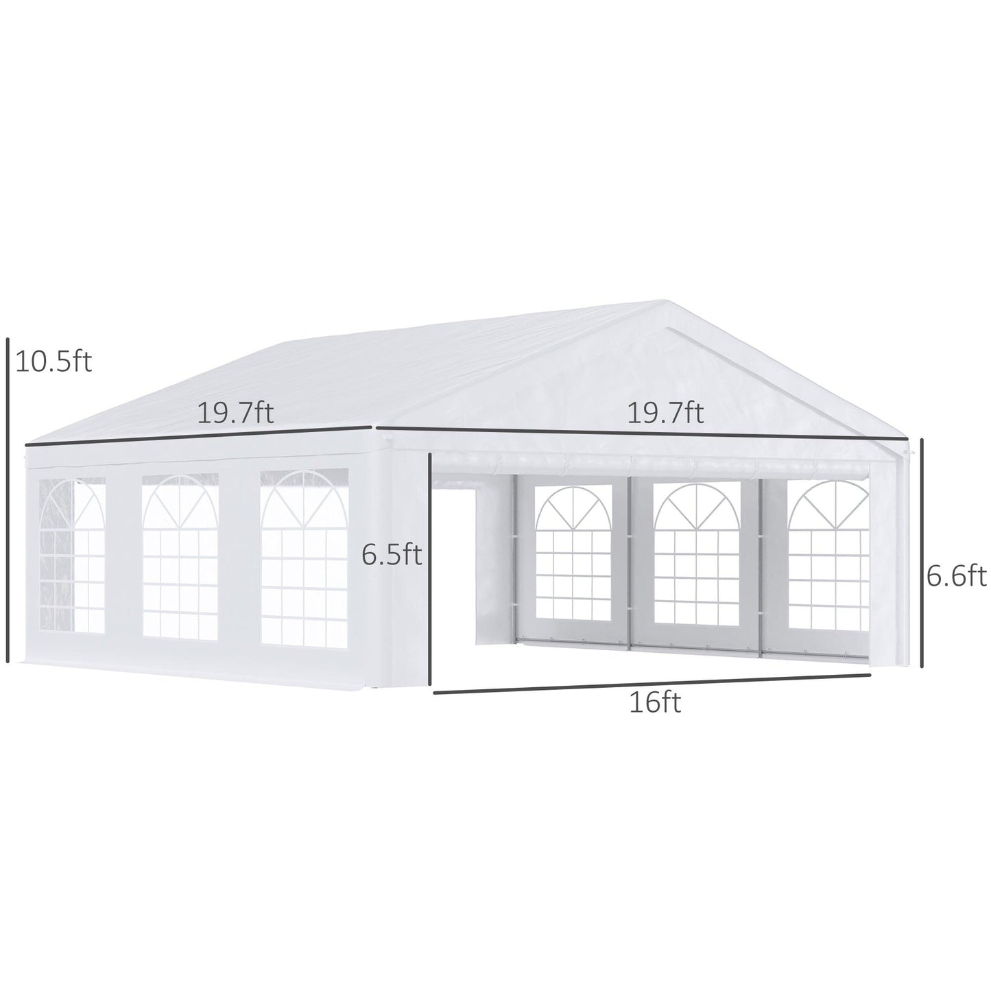 '-Outsunny 20' x 20' Heavy-duty Large Wedding Tent, Outdoor Carport Garage Party Tent, Patio Gazebo Canopy with Sidewall, White - Outdoor Style Company