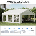 '-Outsunny 20' x 20' Heavy-duty Large Wedding Tent, Outdoor Carport Garage Party Tent, Patio Gazebo Canopy with Sidewall, White - Outdoor Style Company