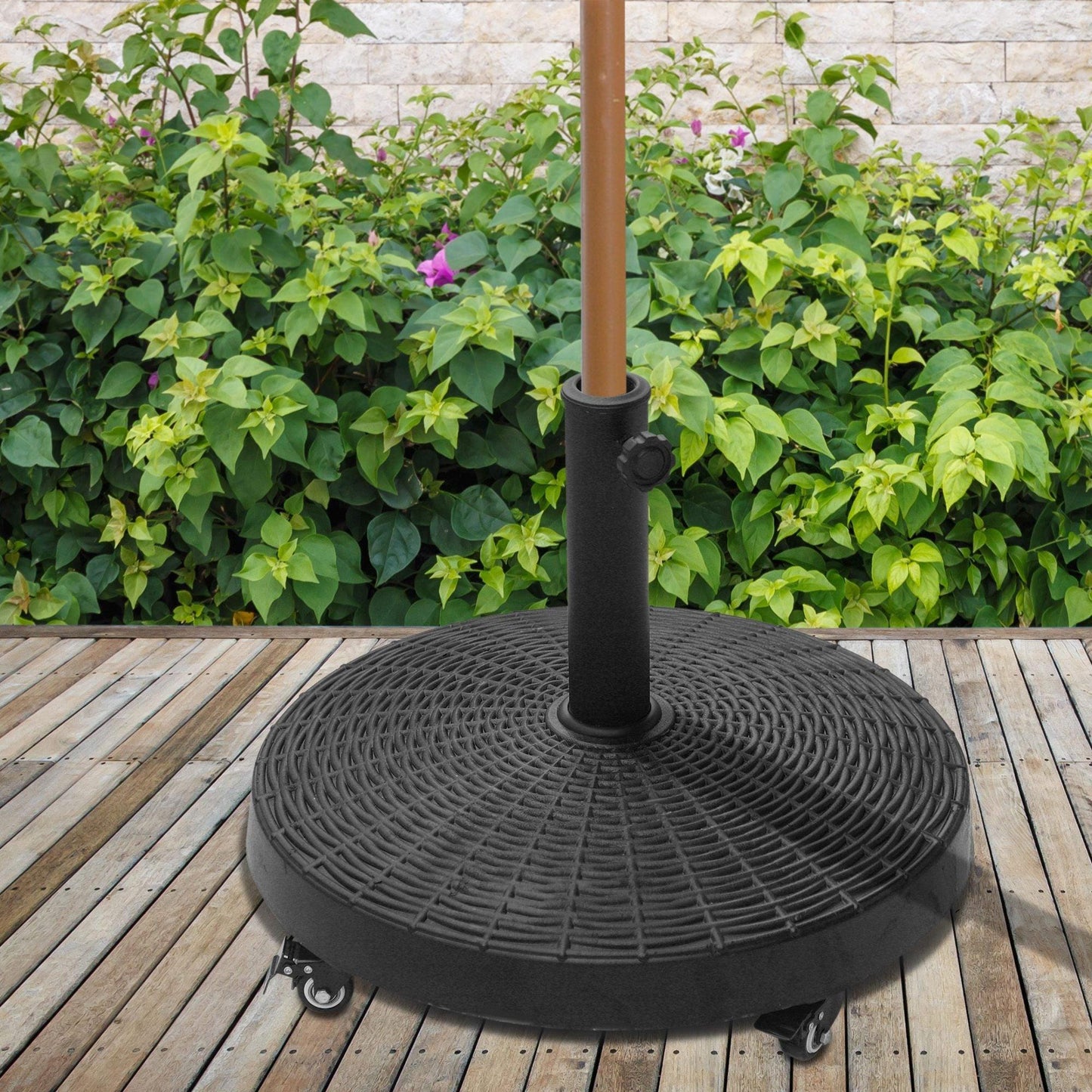 '-Outsunny 20.5" Heavy Duty Umbrella Stand, 50 lb Umbrella Base for 1.5" or 2" Umbrella Poles, Patio Market Stand for Deck, Black - Outdoor Style Company