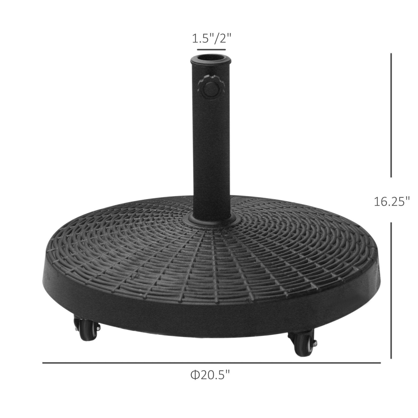 '-Outsunny 20.5" Heavy Duty Umbrella Stand, 50 lb Umbrella Base for 1.5" or 2" Umbrella Poles, Patio Market Stand for Deck, Black - Outdoor Style Company