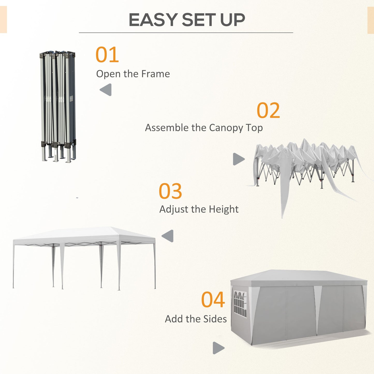 '-Outsunny 20'x10' Pop Up Canopy with Removable Sidewalls, Windows, Height Adjustable Ez Up Canopy for Outdoor Events, Party, Gray - Outdoor Style Company