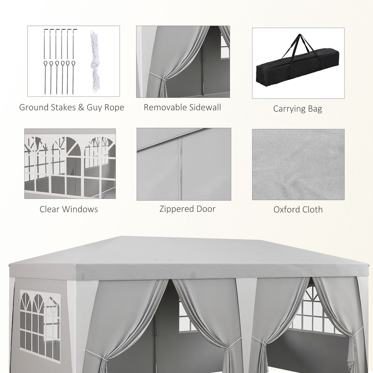 '-Outsunny 20'x10' Pop Up Canopy with Removable Sidewalls, Windows, Height Adjustable Ez Up Canopy for Outdoor Events, Party, Gray - Outdoor Style Company