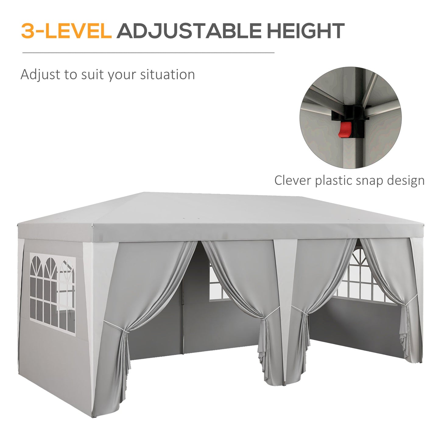 '-Outsunny 20'x10' Pop Up Canopy with Removable Sidewalls, Windows, Height Adjustable Ez Up Canopy for Outdoor Events, Party, Gray - Outdoor Style Company