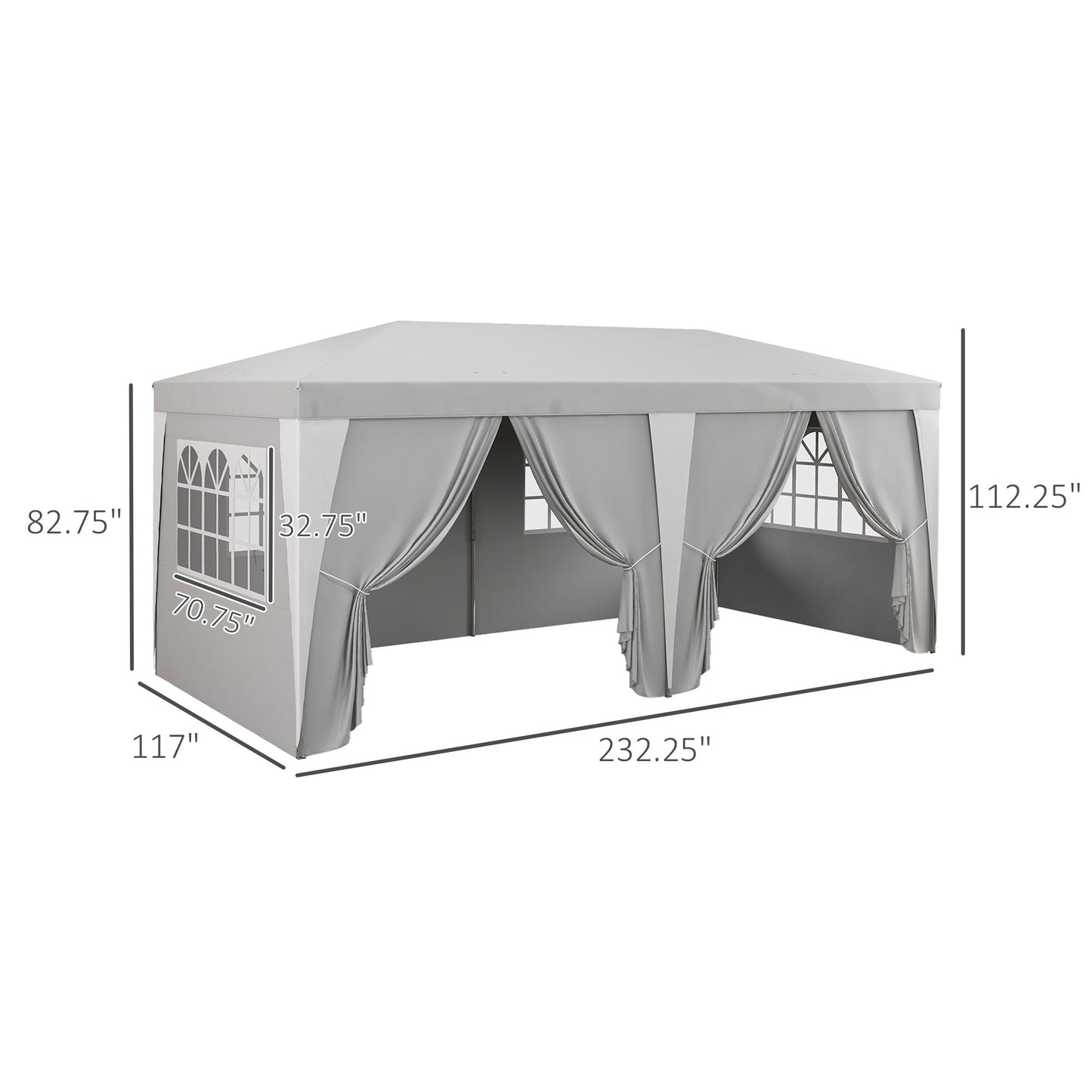 '-Outsunny 20'x10' Pop Up Canopy with Removable Sidewalls, Windows, Height Adjustable Ez Up Canopy for Outdoor Events, Party, Gray - Outdoor Style Company