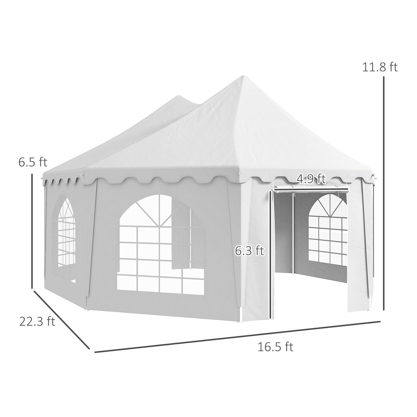 '-Outsunny 22.3' x 16.4' Large Party Tent Canopy Shelter with Carrying Bags and 2 Doors for Parties, Wedding, Events, BBQ Grill - Outdoor Style Company