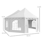 '-Outsunny 22.3' x 16.4' Large Party Tent Canopy Shelter with Carrying Bags and 2 Doors for Parties, Wedding, Events, BBQ Grill - Outdoor Style Company