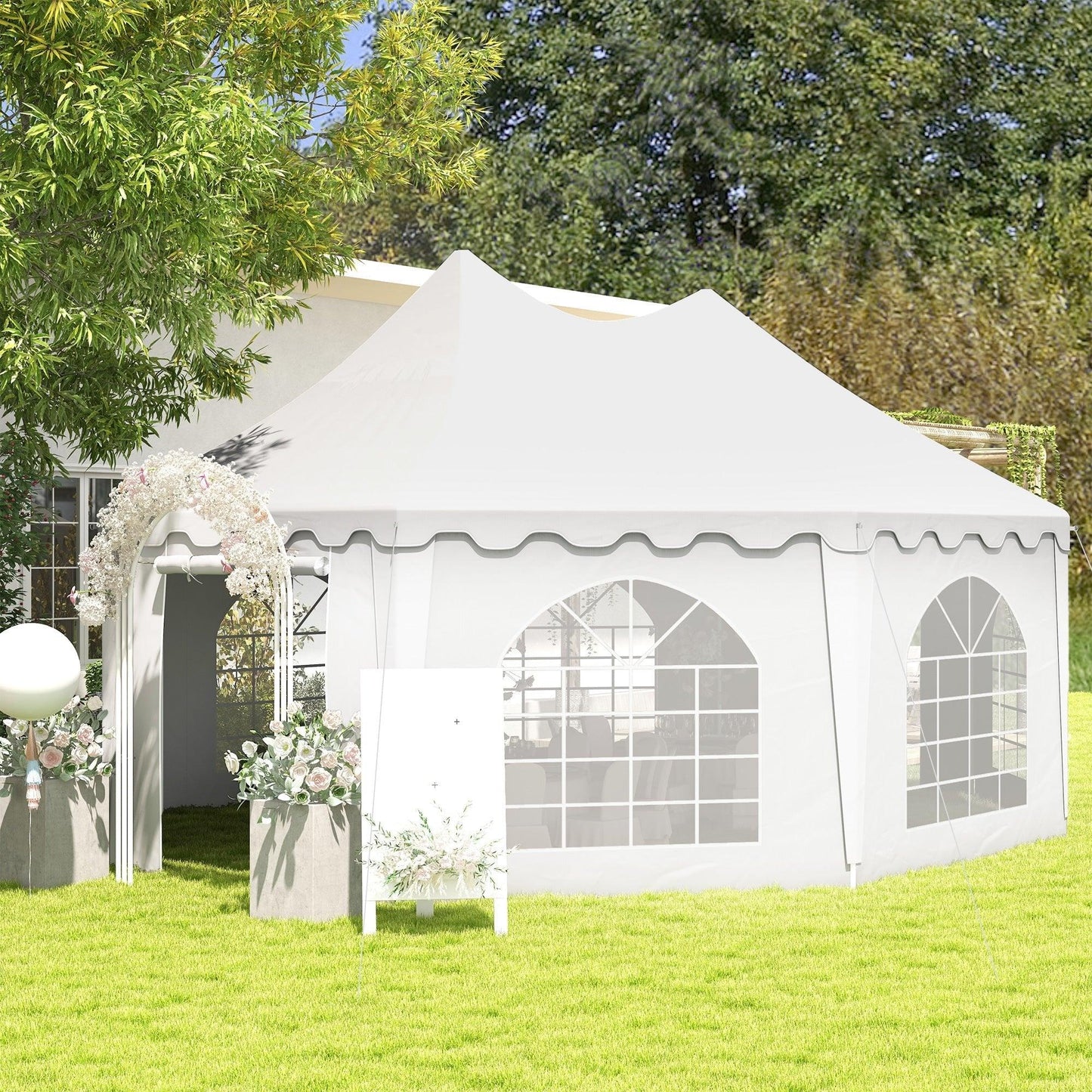 '-Outsunny 22.3' x 16.4' Large Party Tent Canopy Shelter with Carrying Bags and 2 Doors for Parties, Wedding, Events, BBQ Grill - Outdoor Style Company