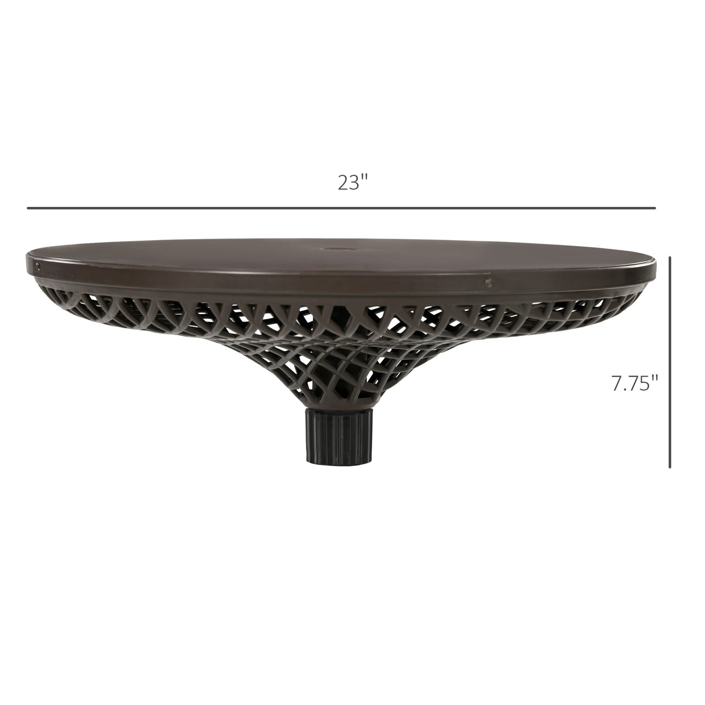 '-Outsunny 23" Adjustable Umbrella Table Tray, Portable Round Umbrella Table Top with Umbrella Hole for Swimming Pool, Beach, Patio, Deck, Garden, Brown - Outdoor Style Company