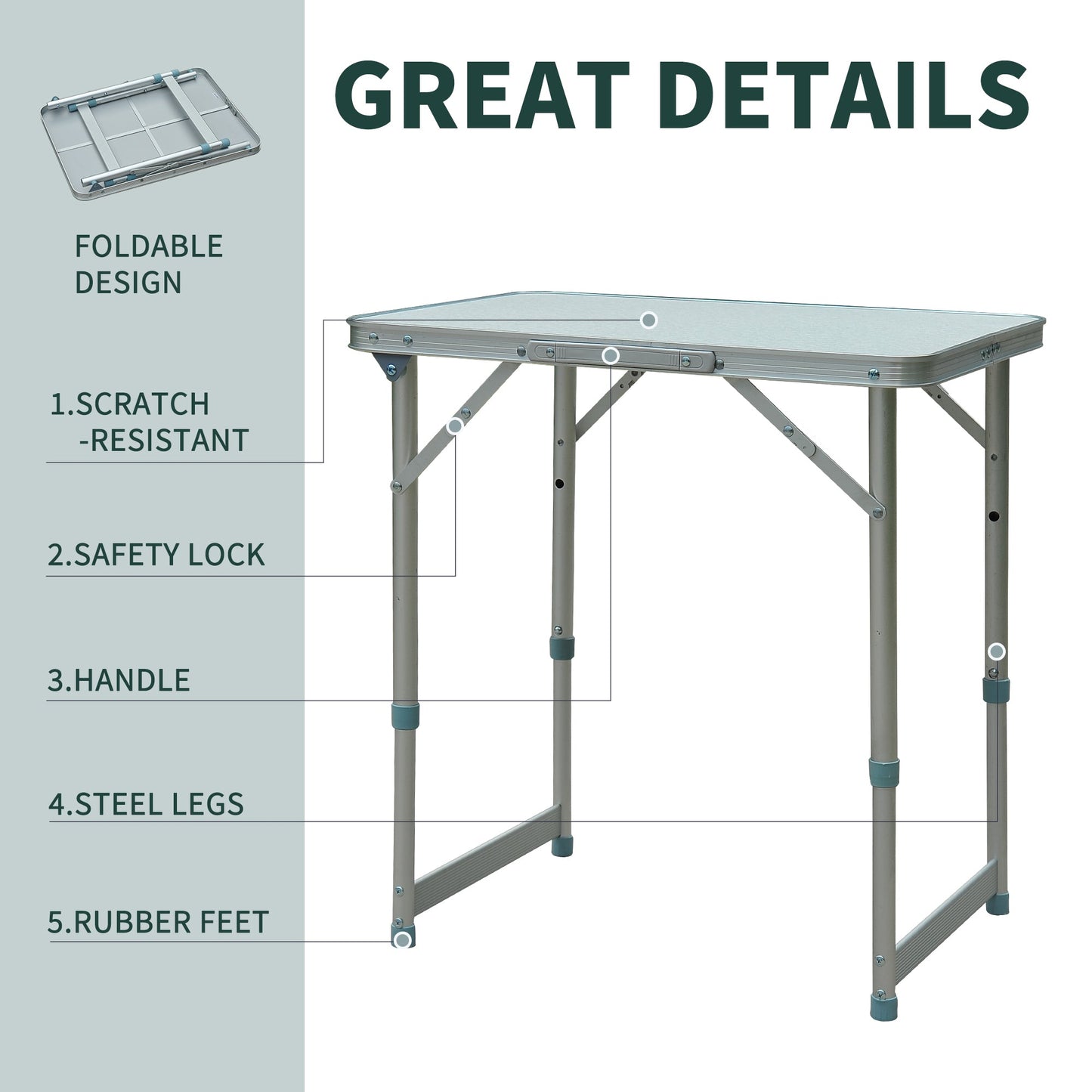 '-Outsunny 23" Portable Camping Table with Faucet Aluminum Lightweight Folding Easy Clean Camping Table with Carrying Handle & Height Adjustability - Outdoor Style Company