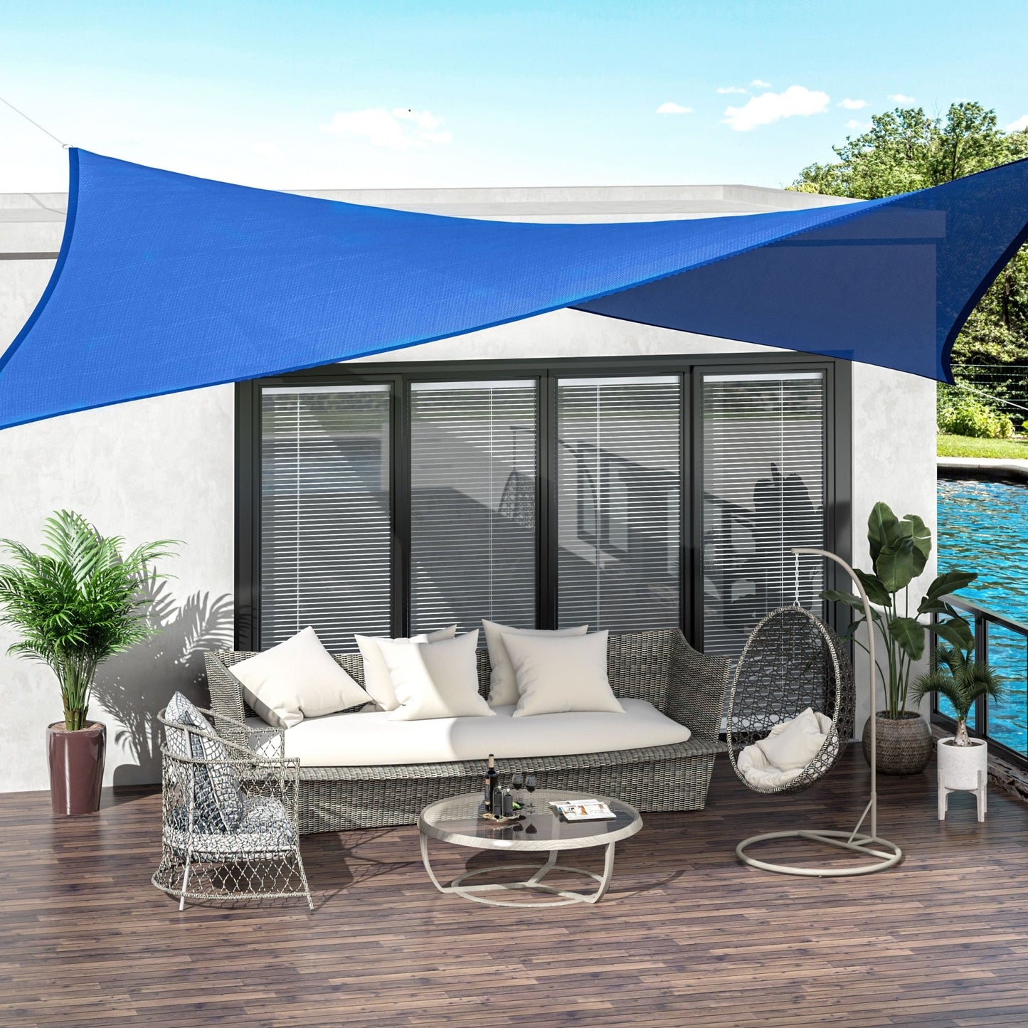 '-Outsunny 24â€™ Square Outdoor Patio Sun Shade Sail Canopy - Blue - Outdoor Style Company